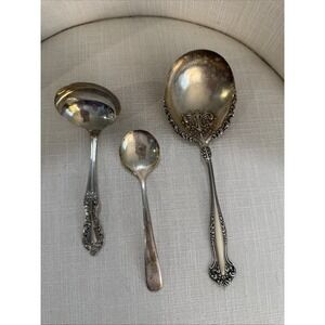 3 Piece Bundle of Assorted Silver-Plated Serving‎ Utensils Rogers Bros WM Rogers